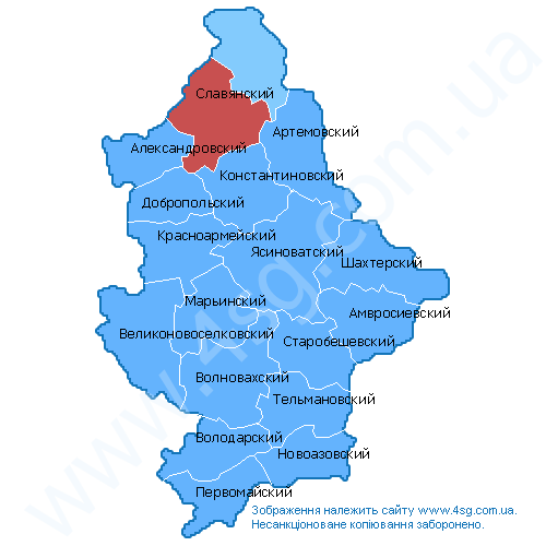 Карта славянского района донецкой области подробная